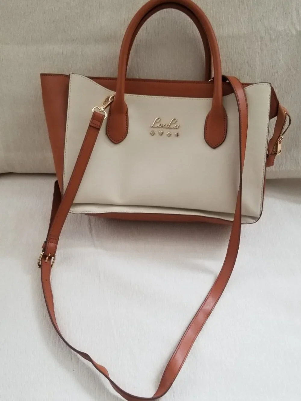 Lou Lu Beige Brown Hand bag Used in excellent condition Like New with out tags